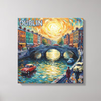 Dublin Kanal Sonnenuntergangsreflexionen Leinwand 