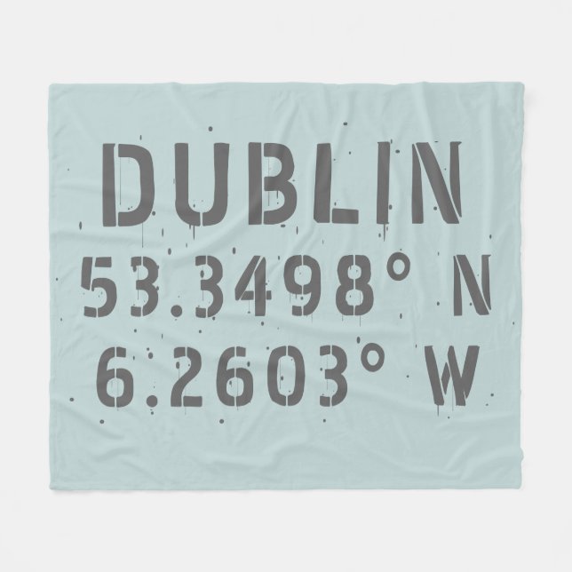 Dublin Latitude Länge Fleecedecke (Vorderseite (Horizontal))