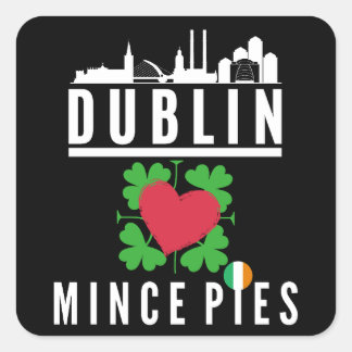 Dublin Lieben Mince Pies Cityscape Quadratischer Aufkleber