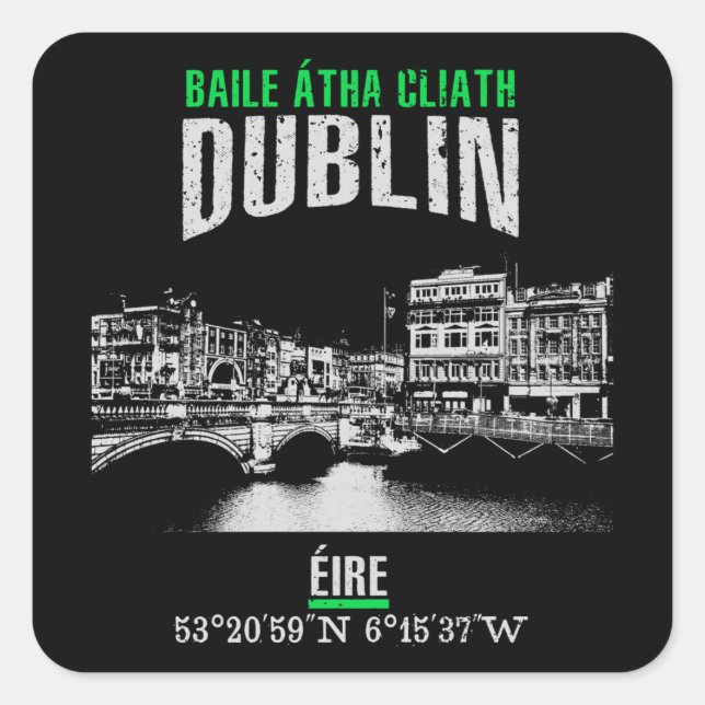 Dublin Quadratischer Aufkleber (Vorderseite)