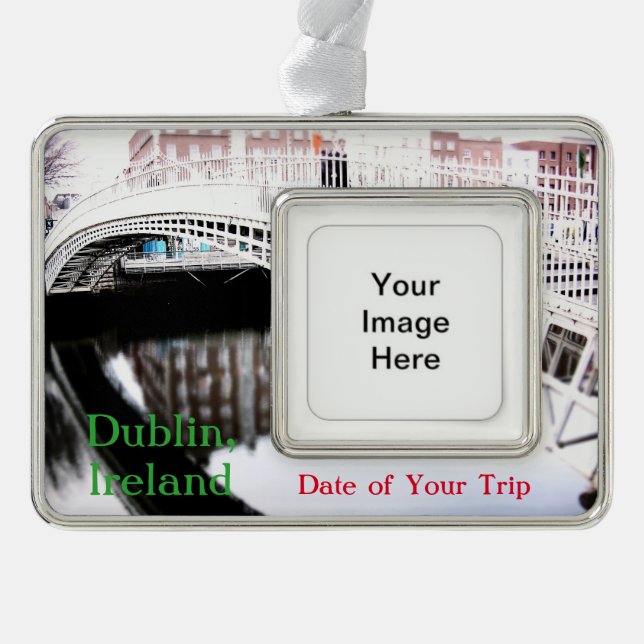 Dublin-Reise-Weihnachtsverzierung kundengerecht Rahmen-Ornament Silber (Vorderseite)
