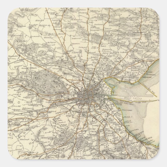 Dublin-Umgebung Quadratischer Aufkleber (Vorderseite)