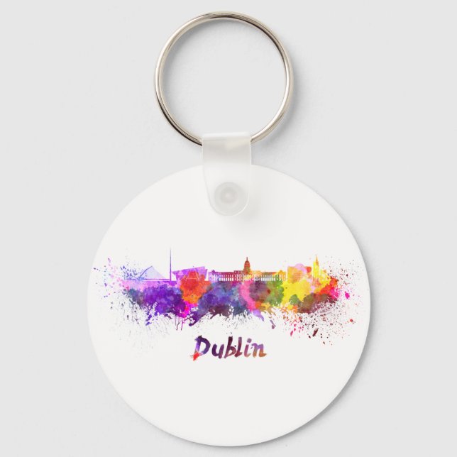 Dubliner Skyline in Aquarellfarben Schlüsselanhänger (Vorderseite)