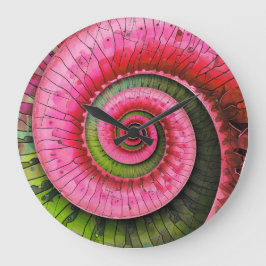 Dubman Designs: Leuchtendes Pink und Grün Fibonacc Große Wanduhr