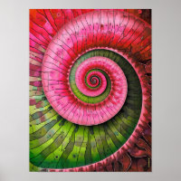 Dubman Designs: Leuchtendes Pink und Grün Fibonacc