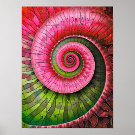 Dubman Designs: Leuchtendes Pink und Grün Fibonacc Poster