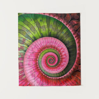 Dubman Designs: Leuchtendes Pink und Grün Fibonacc Wandteppich