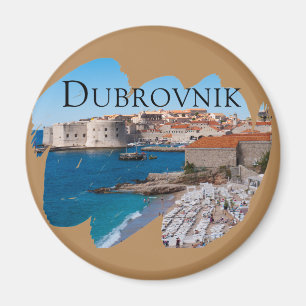 Dubrovnik: Aussicht auf Strand und Altstadt Magnet