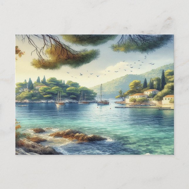 Dubrovnik Croatia Mljet Island Aqucolor Postkarte (Vorderseite)