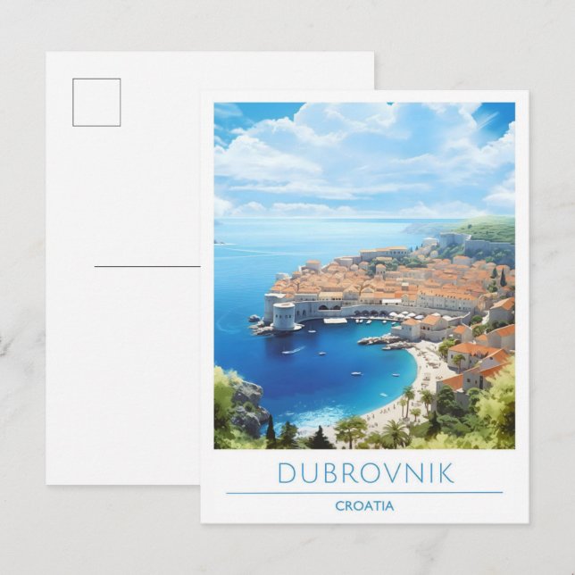 Dubrovnik Croatia Vintage Travel Postkarte (Vorne/Hinten)