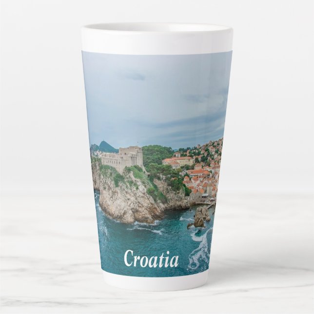 Dubrovnik Hafen und Stadtzentrum Latte Tasse (Vorderseite)