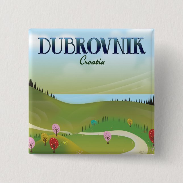 dubrovnik Kroatia Landschaftsposter. Button (Vorderseite)