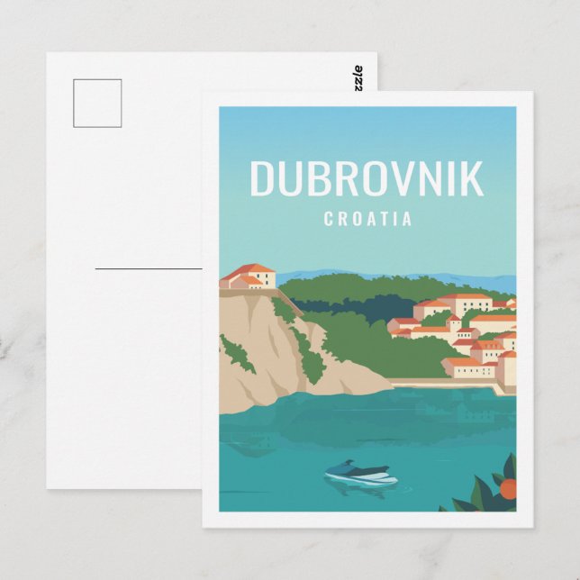 Dubrovnik Kroatien Berühmter Reiseort Illustration Postkarte (Vorne/Hinten)