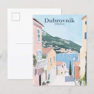 Dubrovnik Kroatien Gouache-Illustration Reise Postkarte