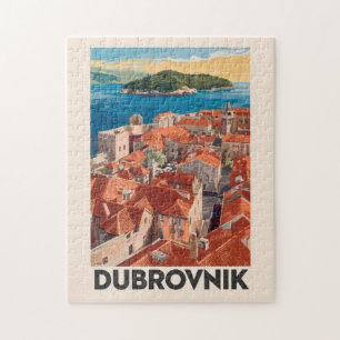 Dubrovnik Kroatien Illustration Reise Kunst Vintag
