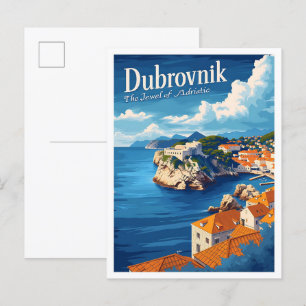 Dubrovnik Kroatien Kunst Reise Ort Illustration Postkarte