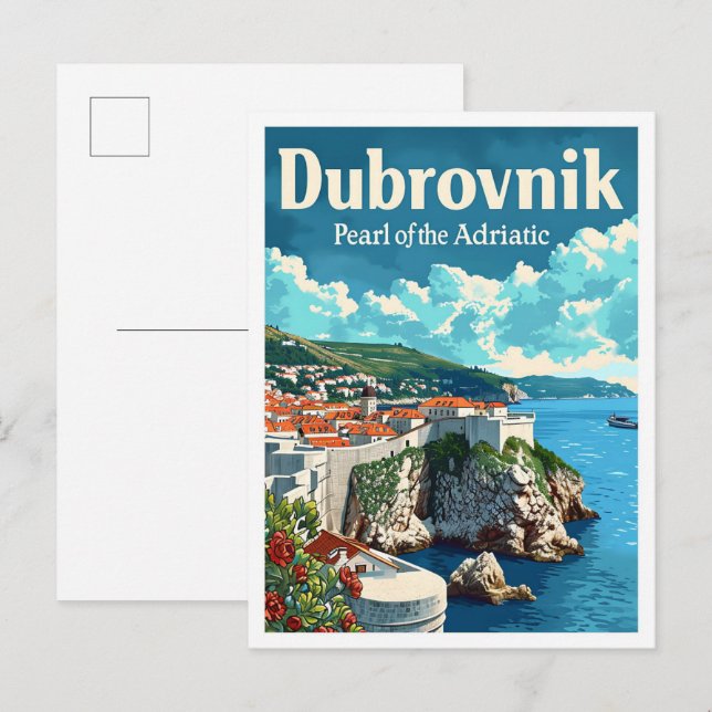 Dubrovnik Kroatien Kunstreisen Illustration Postkarte (Vorne/Hinten)
