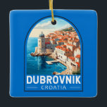 Dubrovnik Kroatien Reisen Kunst, Dichtung und Musi Keramikornament<br><div class="desc">Dubrovnik Kroatien retro Reisedesign. Bekannt ist sie durch ihre charakteristische Altstadt,  umgeben von massiven Steinmauern,  die im 16. Jahrhundert fertig gestellt wurden.</div>