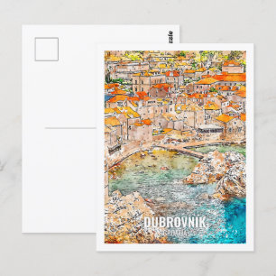 Dubrovnik Kroatien Reiseort Wasserfarbe Postkarte