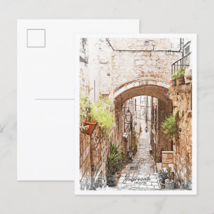 Dubrovnik Kroatien Schöne Farbstift Landschaft Postkarte