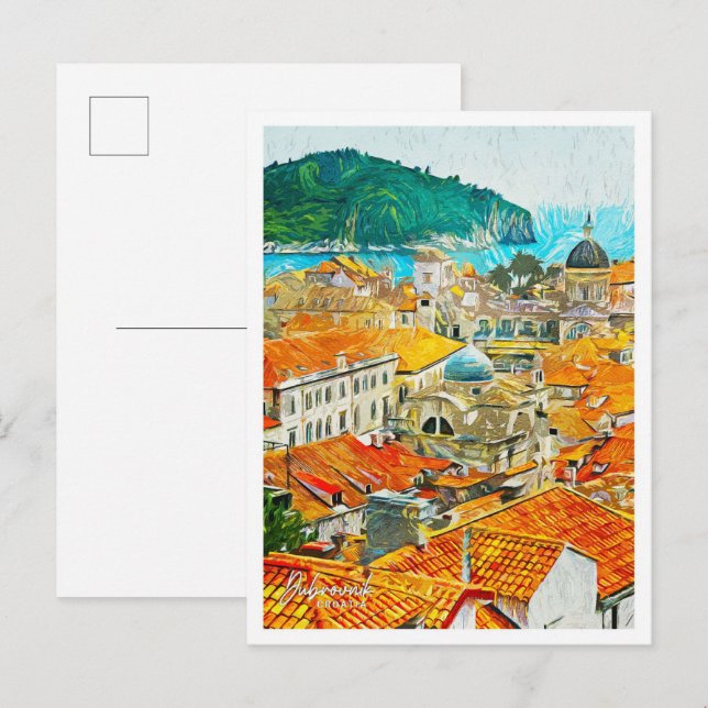 Dubrovnik Kroatien Schöne Landschaft mit Ölfelsen Postkarte (Vorne/Hinten)