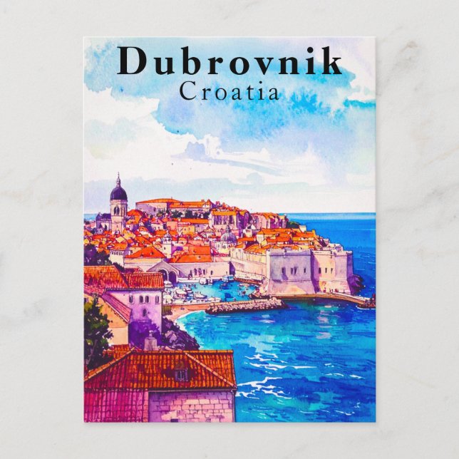 Dubrovnik Kroatien Vintag Altstadt Reisen Postkarte (Vorderseite)
