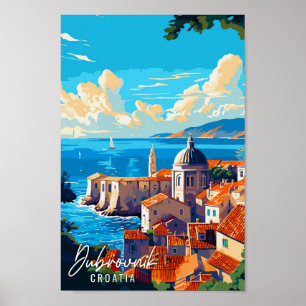 Dubrovnik Kroatien Vintage-Illustration Poster