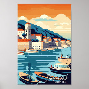 Dubrovnik Kroatien Vintage-Illustration Poster