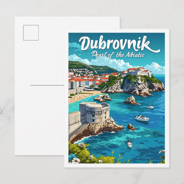 Dubrovnik Kroatien Vintage Kunst - Falconeria Postkarte (Vorne/Hinten)