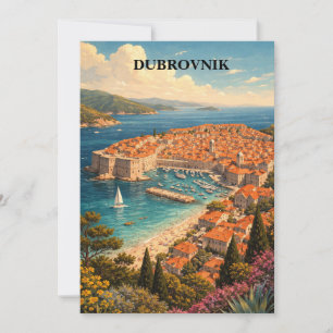 Dubrovnik Kroatien Vintage-Reise Kunst Karte