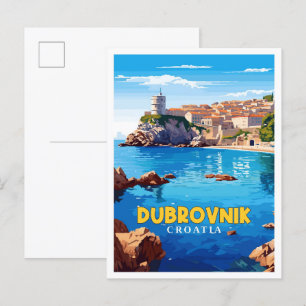 Dubrovnik Kroatien Vintage-Reiseillustration Postkarte