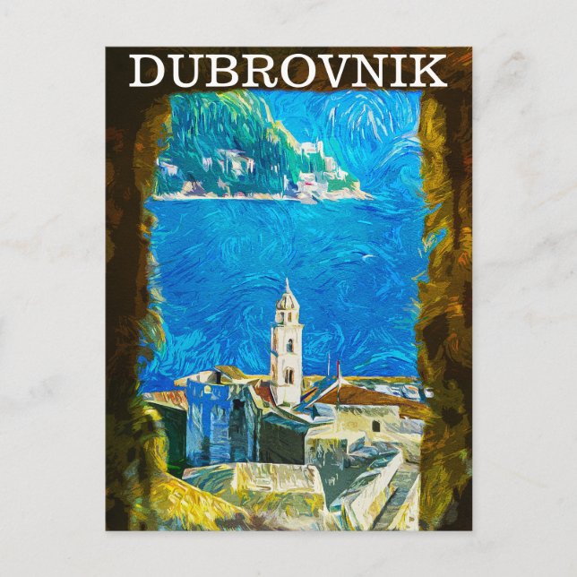 Dubrovnik Kroatien Zeichne Wasserfarbe Postkarte (Vorderseite)