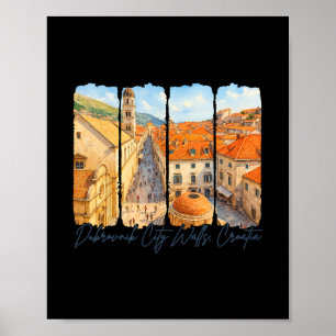 Dubrovnik Stadtmauern Kroatien Reise Pinselstrich Poster