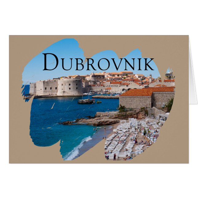 Dubrovnik : Vue sur la plage et la vieille ville (Devant horizontal)
