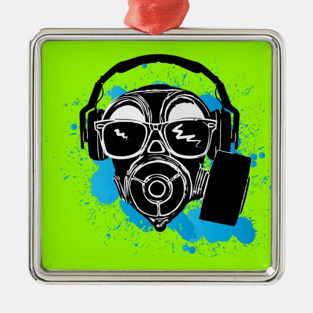 Dubstep Gasmask Ornament Aus Metall (Vorne)