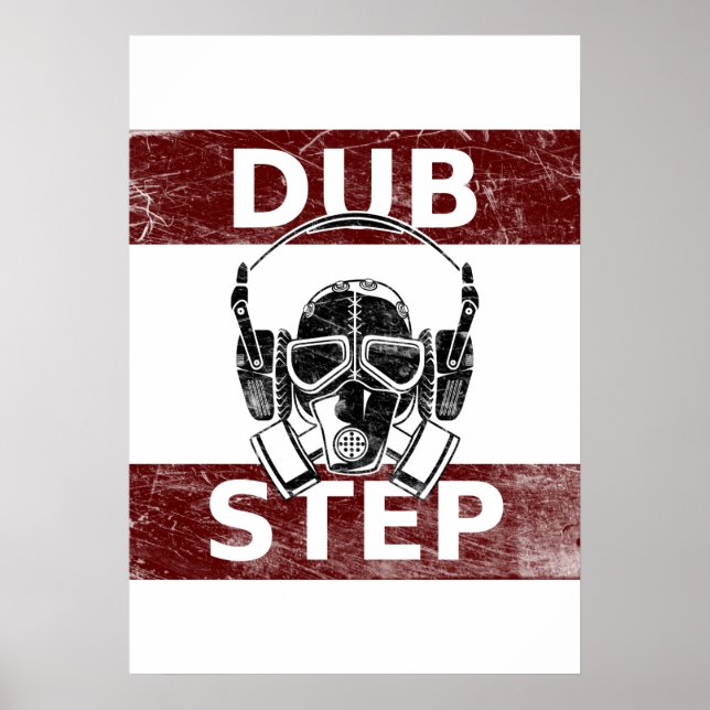 Dubstep Gasmaske und Kopfhörer Poster (Vorne)