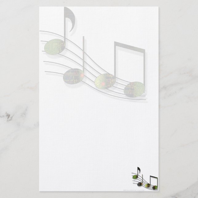 Dubstep Notes Stationery Briefpapier (Vorderseite)