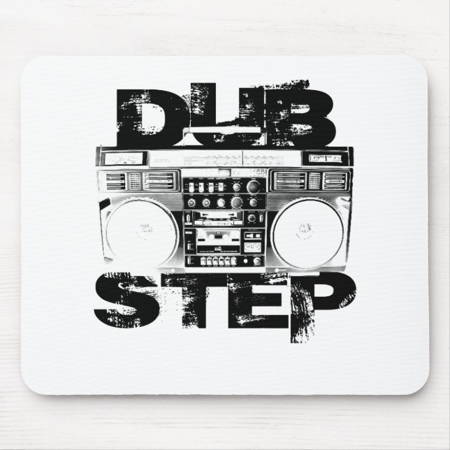 Dubstep schwarzes Boombox Mousepad (Vorne)
