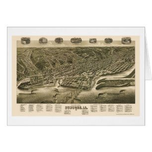 Dubuque, carte panoramique de l'Iowa - 1889
