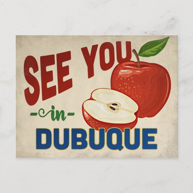 Dubuque Iowa Apple - Vintage Travel Postkarte (Vorderseite)