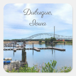 Dubuque, Iowa-Brücke über dem Mississippi-Fluss Quadratischer Aufkleber