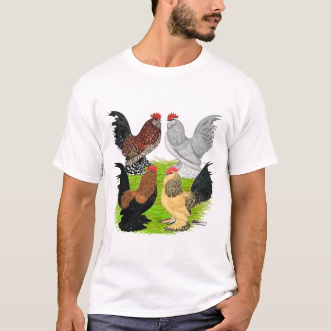 D'Uccles vier Hähne T-Shirt (Vorderseite)