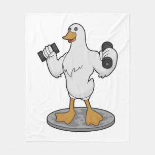 Duck als Bodybuilder mit Dumbells Fleecedecke