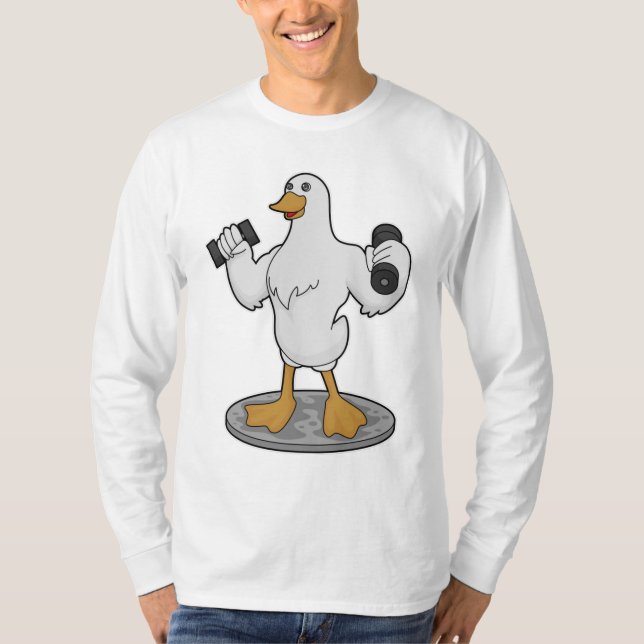 Duck als Bodybuilder mit Dumbells T-Shirt (Vorderseite)