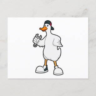 Duck als Handwerker mit Tool & Cap Postkarte