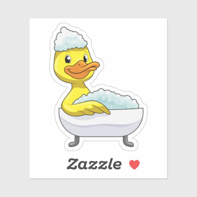 Duck am Baden mit Badewanne & Schaumbad Aufkleber (Blatt)