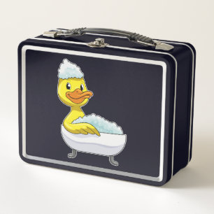 Duck am Baden mit Badewanne & Schaumbad Metall Brotdose