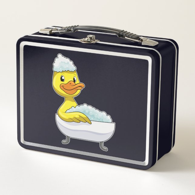 Duck am Baden mit Badewanne & Schaumbad Metall Brotdose (Vorderseite)