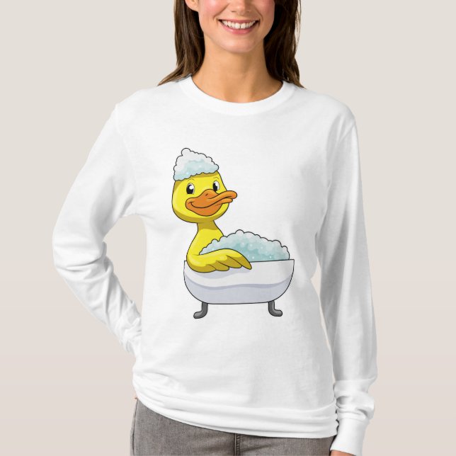 Duck am Baden mit Badewanne & Schaumbad T-Shirt (Vorderseite)