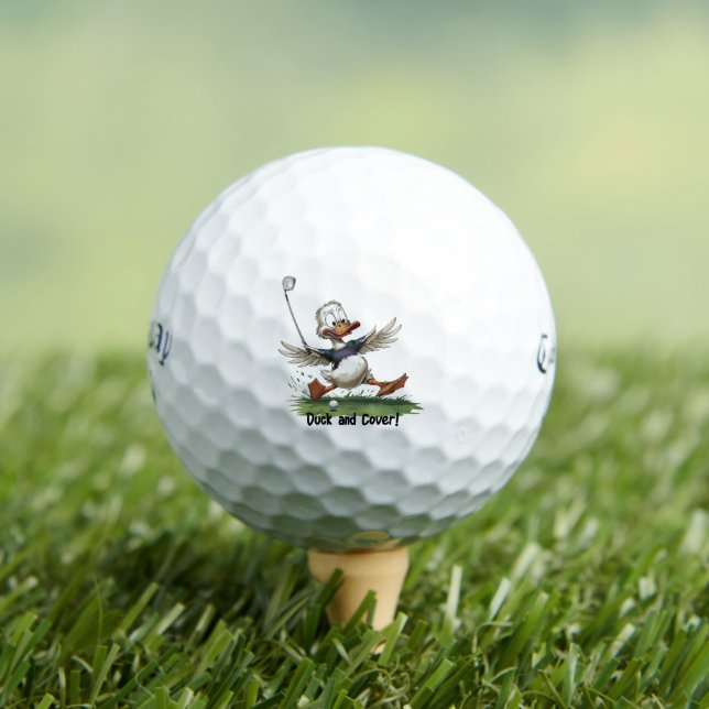 Duck and Cover Golf Ball Cartoon Panic Design (Insitu T-Shirt)